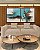 Duo de Quadros Quadrados Abstrato Turquesa Marrom Madeira Branco Arte Canvas Moldura - Imagem 4