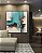 Quadro Quadrado Abstrato Turquesa Marrom Madeira Branco Arte Canvas Moldura - Imagem 1