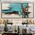 Trio de Quadros Estilizados Abstrato Turquesa Marrom Madeira Branco Arte Canvas Moldura - Imagem 1