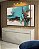 Trio de Quadros Estilizados Abstrato Turquesa Marrom Madeira Branco Arte Canvas Moldura - Imagem 4