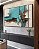 Trio de Quadros Estilizados Abstrato Turquesa Marrom Madeira Branco Arte Canvas Moldura - Imagem 2