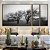 Trio de Quadros Estilizados Árvores em Preto e Branco Natureza Arte Canvas Moldura - Imagem 5