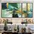 Trio de Quadros Estilizados Abstrato Em tons de Turquesa Verde e Dourado Arte Canvas Moldura - Imagem 3