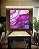 Quadro Quadrado Abstrato Rosa Lilás e Dourado Arte Fluída Canvas Moldura - Imagem 3