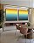 Duo de Quadros Quadrados Abstrato Degradê Amarelo Ouro e Azul Turquesa Canvas Moldura - Imagem 3