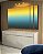 Trio de Quadros Estilizados Abstrato Degradê Amarelo Ouro e Azul Turquesa Canvas Moldura - Imagem 3