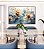 Quadro Horizontal Flores Brancas Douradas Azuis Delicadas Canvas Moldura - Imagem 1