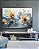 Quadro Horizontal Flores Brancas Douradas Azuis Delicadas Canvas Moldura - Imagem 2