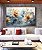 Quadro Horizontal Flores Brancas Douradas Azuis Delicadas Canvas Moldura - Imagem 5