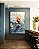 Quadro Vertical Flores Brancas Douradas Azuis Delicadas Canvas Moldura - Imagem 5