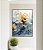 Quadro Vertical Flores Brancas Douradas Azuis Delicadas Canvas Moldura - Imagem 1