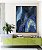 Quadro Vertical Abstrato Azul Turquesa Dourado Arte Fluída Canvas Moldura - Imagem 1