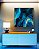 Quadro Quadrado Abstrato Azul Turquesa Dourado Arte Fluída Canvas Moldura - Imagem 1