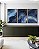 Trio de Quadros Abstrato Azul Turquesa Dourado Arte Fluída Canvas Moldura - Imagem 4