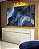 Trio de Quadros Estilizados Abstrato Azul Turquesa Dourado Arte Fluída Canvas Moldura - Imagem 5