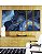 Trio de Quadros Estilizados Abstrato Azul Turquesa Dourado Arte Fluída Canvas Moldura - Imagem 1