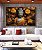 Quadro Horizontal Buda Imponente Flores Amarelas Folhas Marrons Canvas Moldura - Imagem 1