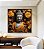 Quadro Quadrado Buda Imponente Flores Amarelas Folhas Marrons Canvas Moldura - Imagem 1