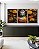 Trio de Quadros Buda Imponente Flores Amarelas Folhas Marrons Canvas Moldura - Imagem 2