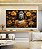 Trio de Quadros Estilizados Buda Imponente Flores Amarelas Folhas Marrons Canvas Moldura - Imagem 2