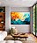 Quadro Horizontal Abstrato Amarelo Azul Turquesa Arte Fluida Pouring Canvas Moldura - Imagem 4