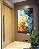 Quadro Vertical Abstrato Amarelo Azul Turquesa Arte Fluida Pouring Canvas Moldura - Imagem 1