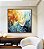 Quadro Quadrado Abstrato Amarelo Azul Turquesa Arte Fluida Pouring Canvas Moldura - Imagem 3