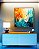 Quadro Quadrado Abstrato Amarelo Azul Turquesa Arte Fluida Pouring Canvas Moldura - Imagem 4