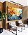 Duo de Quadros Abstrato Amarelo Azul Turquesa Arte Fluida Pouring Canvas Moldura - Imagem 1