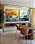 Duo de Quadros Quadrados Abstrato Amarelo Azul Turquesa Arte Fluida Pouring Canvas Moldura - Imagem 3