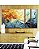 Trio de Quadros Estilizados Abstrato Amarelo Azul Turquesa Arte Fluida Pouring Canvas Moldura - Imagem 4