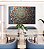 Quadro Horizontal Mandala Floral Azul Dourado Laranja Telha Canvas Moldura - Imagem 1