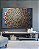 Quadro Horizontal Mandala Floral Azul Dourado Laranja Telha Canvas Moldura - Imagem 2