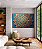 Quadro Horizontal Mandala Floral Azul Dourado Laranja Telha Canvas Moldura - Imagem 4