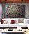 Quadro Horizontal Mandala Floral Azul Dourado Laranja Telha Canvas Moldura - Imagem 5