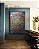 Quadro Vertical Mandala Floral Azul Dourado Laranja Telha Canvas Moldura - Imagem 1