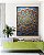 Quadro Vertical Mandala Floral Azul Dourado Laranja Telha Canvas Moldura - Imagem 5