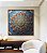 Quadro Quadrado Mandala Floral Azul Dourado Laranja Telha Canvas Moldura - Imagem 2
