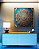 Quadro Quadrado Mandala Floral Azul Dourado Laranja Telha Canvas Moldura - Imagem 3