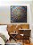 Quadro Quadrado Mandala Floral Azul Dourado Laranja Telha Canvas Moldura - Imagem 1