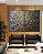 Duo de Quadros Mandala Floral Azul Dourado Laranja Telha Canvas Moldura - Imagem 1