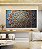 Trio de Quadros Estilizados Mandala Floral Azul Dourado Laranja Telha Canvas Moldura - Imagem 5