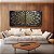Duo de Quadros Quadrados Mandala Floral Dourado Cinza Preto Canvas Moldura - Imagem 1