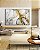 Quadro Horizontal Arte fluida Abstrato Branco Dourado Cinza Canvas Moldura - Imagem 3