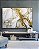 Quadro Horizontal Arte fluida Abstrato Branco Dourado Cinza Canvas Moldura - Imagem 2