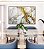 Quadro Horizontal Arte fluida Abstrato Branco Dourado Cinza Canvas Moldura - Imagem 1