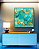 Quadro Quadrado Efeito Mármore Abstrato Verde Turquesa Dourado Canvas Moldura - Imagem 2