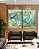 Duo de Quadros Efeito Mármore Abstrato Verde Turquesa Dourado Canvas Moldura - Imagem 1