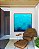 Quadro Quadrado Mar de Águas Claras Tons de Azul Oceano Canvas Moldura - Imagem 1
