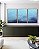 Trio de Quadros Mar de Águas Claras Tons de Azul Oceano Canvas Moldura - Imagem 4